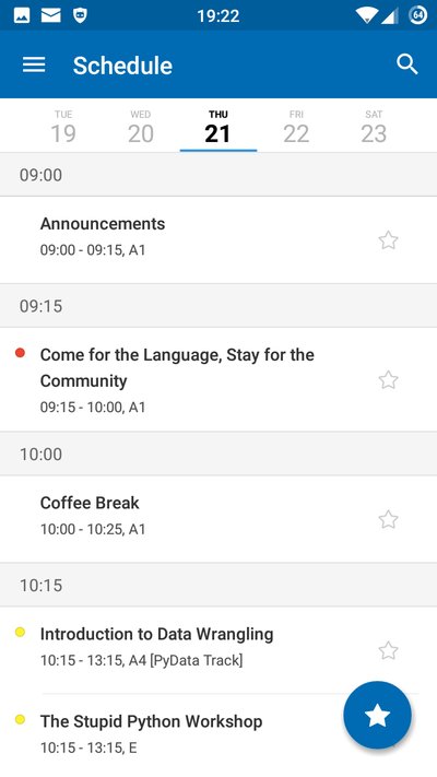 Mobile App 2016 - Schedule